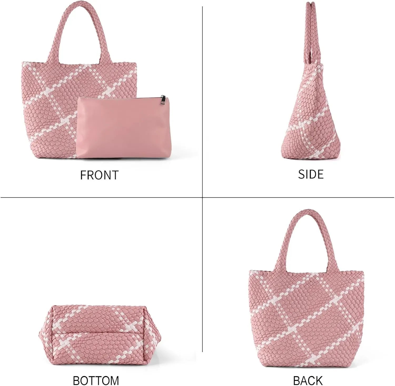 Woven Handbag for Women Top Handle Shoulder Bag Vegan Leather Shopper Bag Large Travel Totes Summer Beach Tote Bags