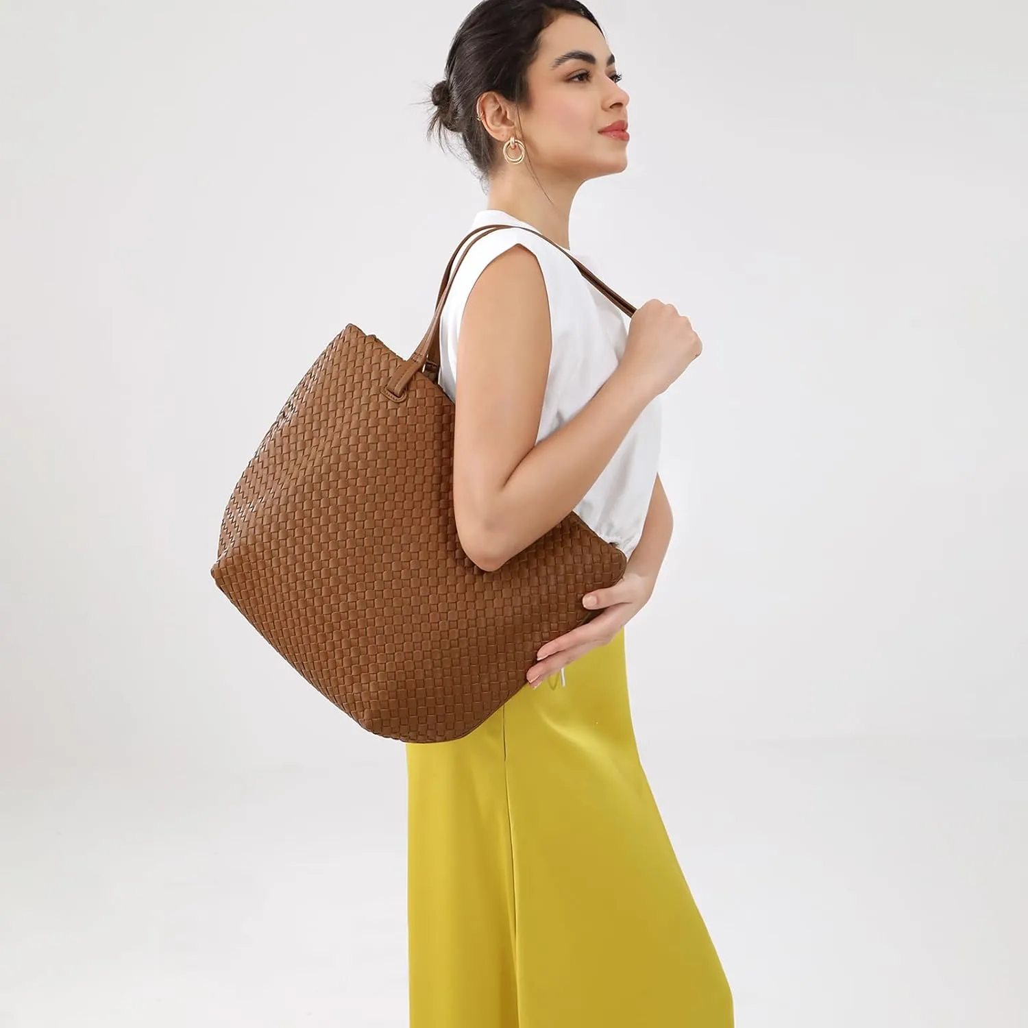 Woven Tote Bag Womens Purse Vegan Leather Shoulder Handbags Fashion Summer Beach Totes Bags