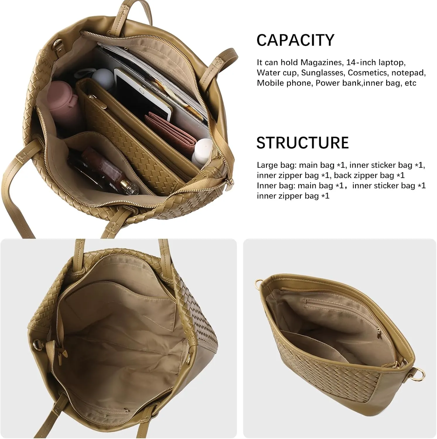 Woven Tote Bag Womens Purse Vegan Leather Shoulder Handbags Fashion Summer Beach Totes Bags