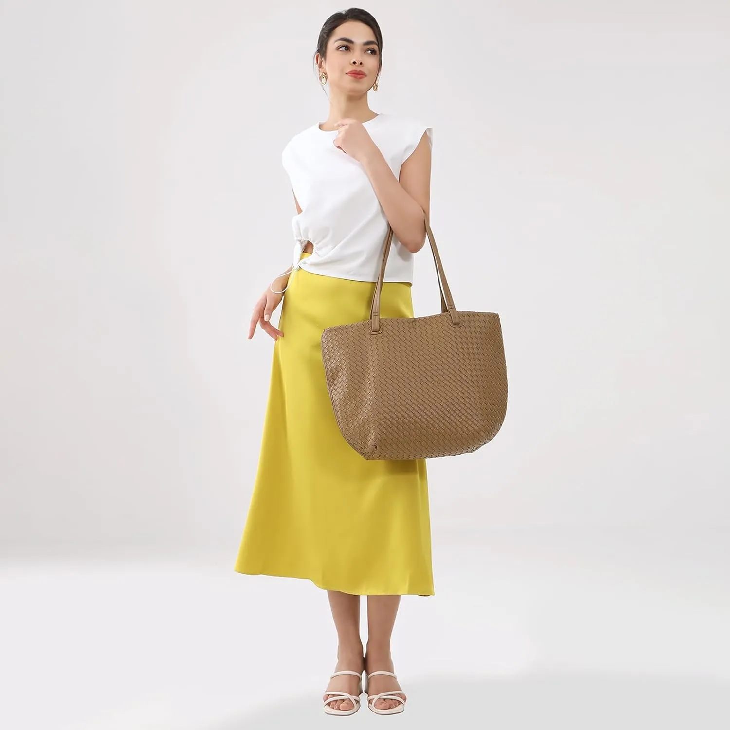 Woven Tote Bag Womens Purse Vegan Leather Shoulder Handbags Fashion Summer Beach Totes Bags