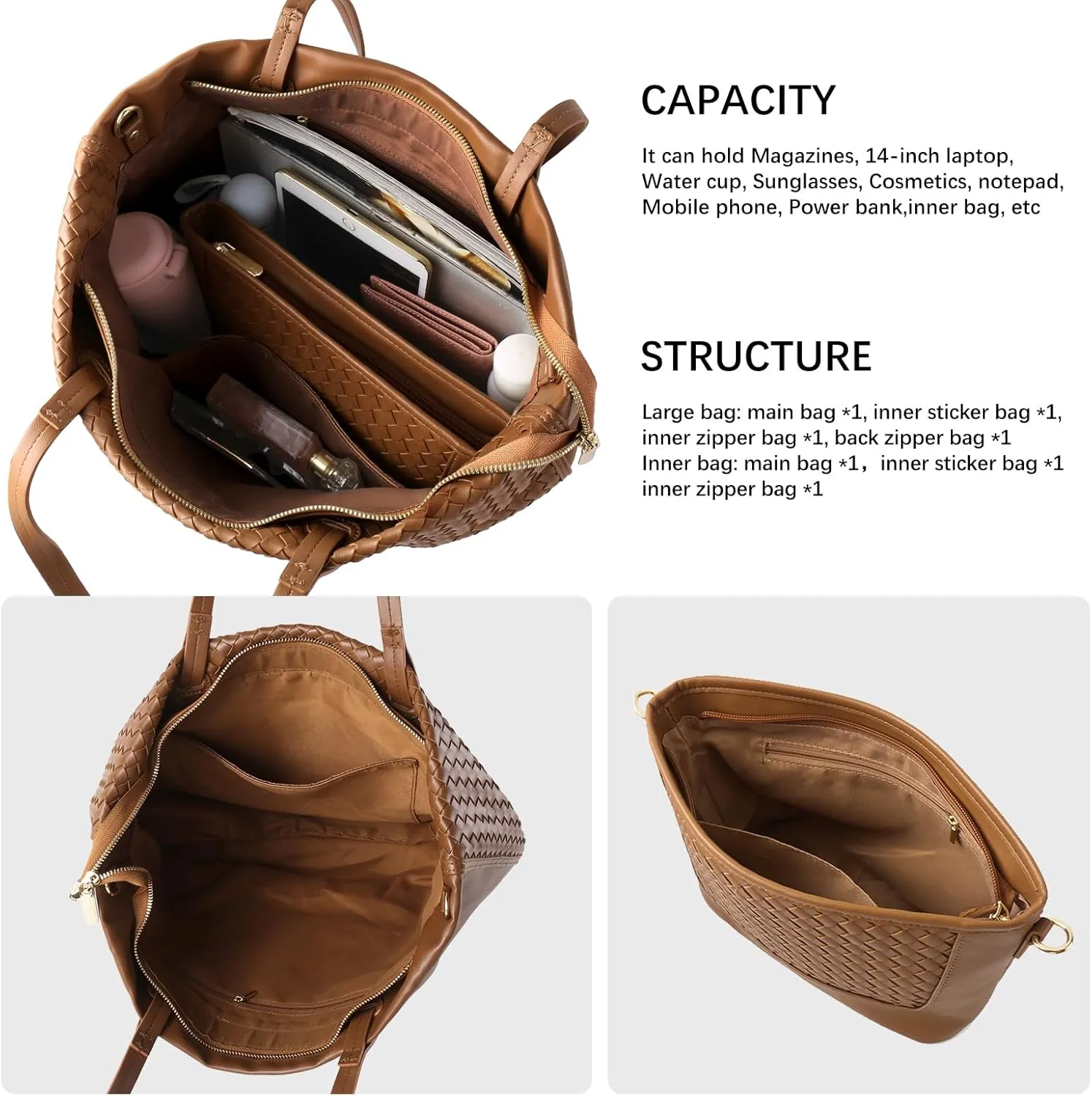 Woven Tote Bag Womens Purse Vegan Leather Shoulder Handbags Fashion Summer Beach Totes Bags