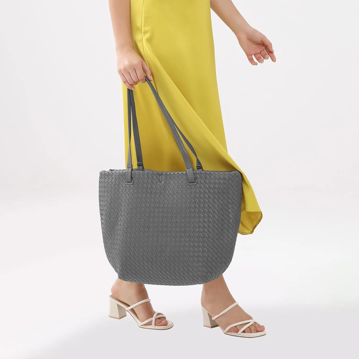 Woven Tote Bag Womens Purse Vegan Leather Shoulder Handbags Fashion Summer Beach Totes Bags
