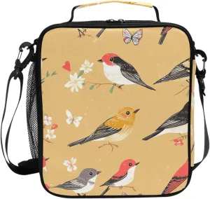 Wudan Cartoon Cute Chimney Swift Birds Gold Insulated Kids Lunch Bags Portable Teen Insulated Bag for Office Workers