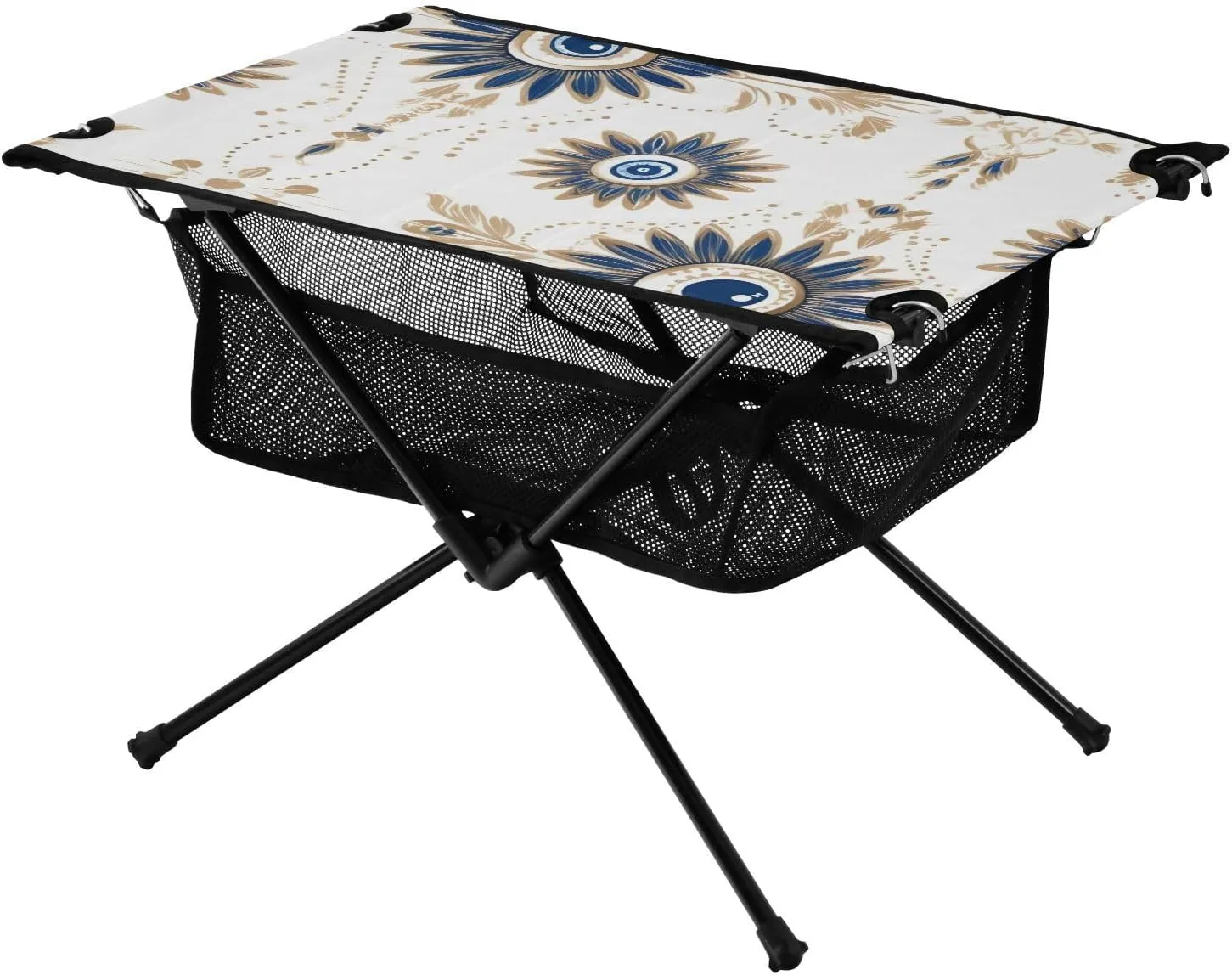 xigua Blue and Gold Eye Folding Camping Table,Portable Camp Table with Carry Bag Beach Table Folding Table for Picnic, Camp,Party,Travel173