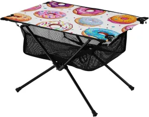 xigua Colored Donuts Folding Camping Table,Portable Camp Table with Carry Bag Beach Table Folding Table for Picnic, Camp,Party,Travel103