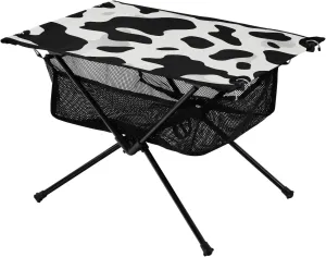 xigua Cow Print Folding Camping Table,Portable Camp Table with Carry Bag Beach Table Folding Table for Picnic, Camp,Party,Travel255