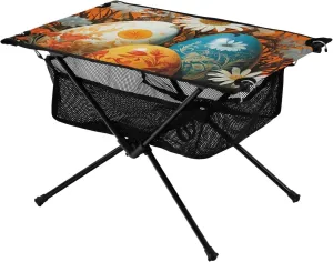 xigua Easter Colored Eggs Folding Camping Table,Portable Camp Table with Carry Bag Beach Table Folding Table for Picnic, Camp,Party,Travel163