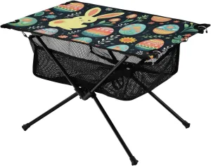xigua Easter Colored Eggs Folding Camping Table,Portable Camp Table with Carry Bag Beach Table Folding Table for Picnic, Camp,Party,Travel175