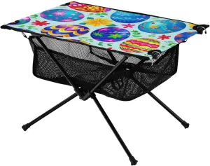 xigua Easter Colored Eggs Folding Camping Table,Portable Camp Table with Carry Bag Beach Table Folding Table for Picnic, Camp,Party,Travel178