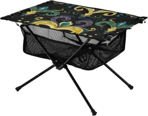 xigua Happy Mardi Gras Folding Camping Table,Portable Camp Table with Carry Bag Beach Table Folding Table for Picnic, Camp,Party,Travel232