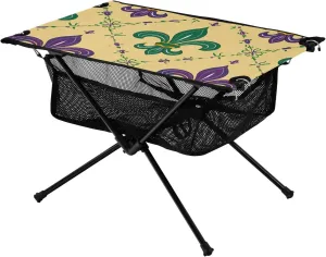 xigua Happy Mardi Gras Folding Camping Table,Portable Camp Table with Carry Bag Beach Table Folding Table for Picnic, Camp,Party,Travel239