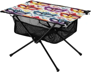 xigua Happy Mardi Gras Folding Camping Table,Portable Camp Table with Carry Bag Beach Table Folding Table for Picnic, Camp,Party,Travel241