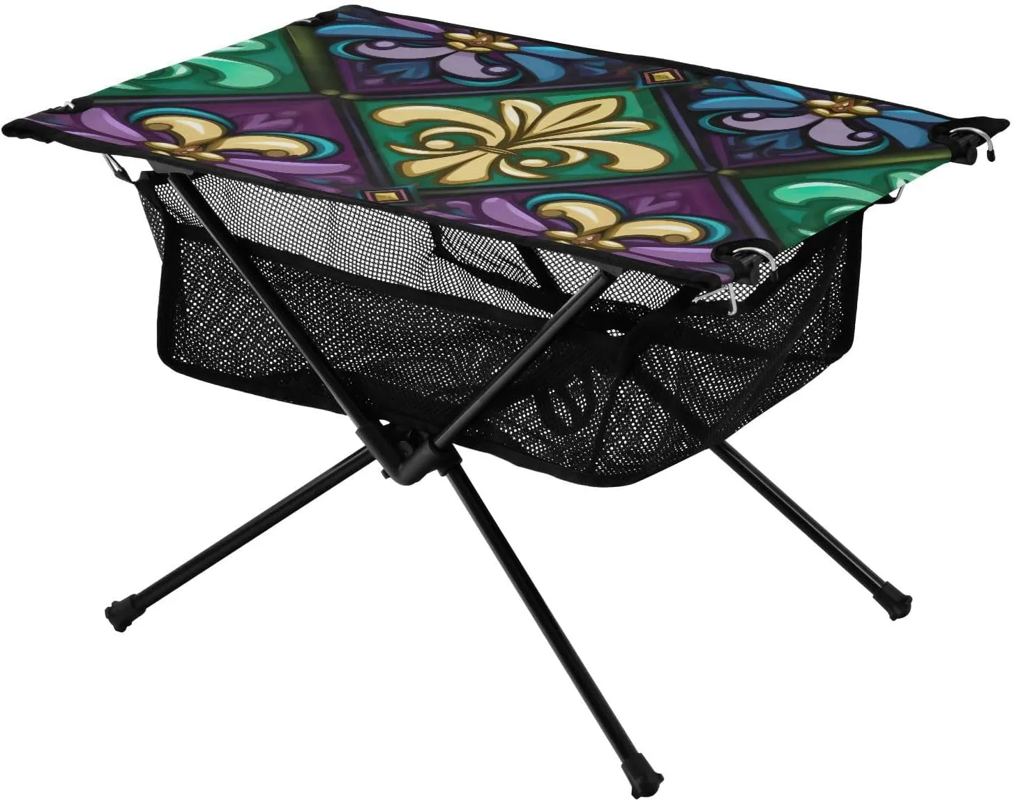 xigua Happy Mardi Gras Folding Camping Table,Portable Camp Table with Carry Bag Beach Table Folding Table for Picnic, Camp,Party,Travel242