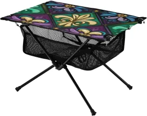 xigua Happy Mardi Gras Folding Camping Table,Portable Camp Table with Carry Bag Beach Table Folding Table for Picnic, Camp,Party,Travel242