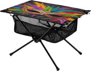 xigua Mardi Gras Masks Folding Camping Table,Portable Camp Table with Carry Bag Beach Table Folding Table for Picnic, Camp,Party,Travel277