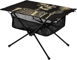 xigua Skeleton and Light Bulb Folding Camping Table,Portable Camp Table with Carry Bag Beach Table Folding Table for Picnic, Camp,Party,Travel142