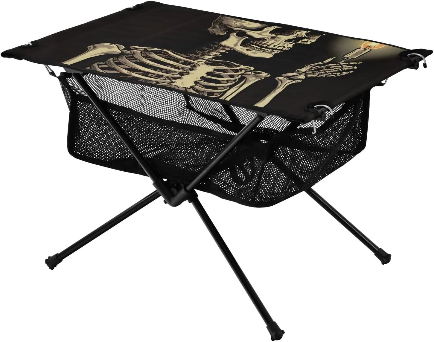 xigua Skeleton and Light Bulb Folding Camping Table,Portable Camp Table with Carry Bag Beach Table Folding Table for Picnic, Camp,Party,Travel142