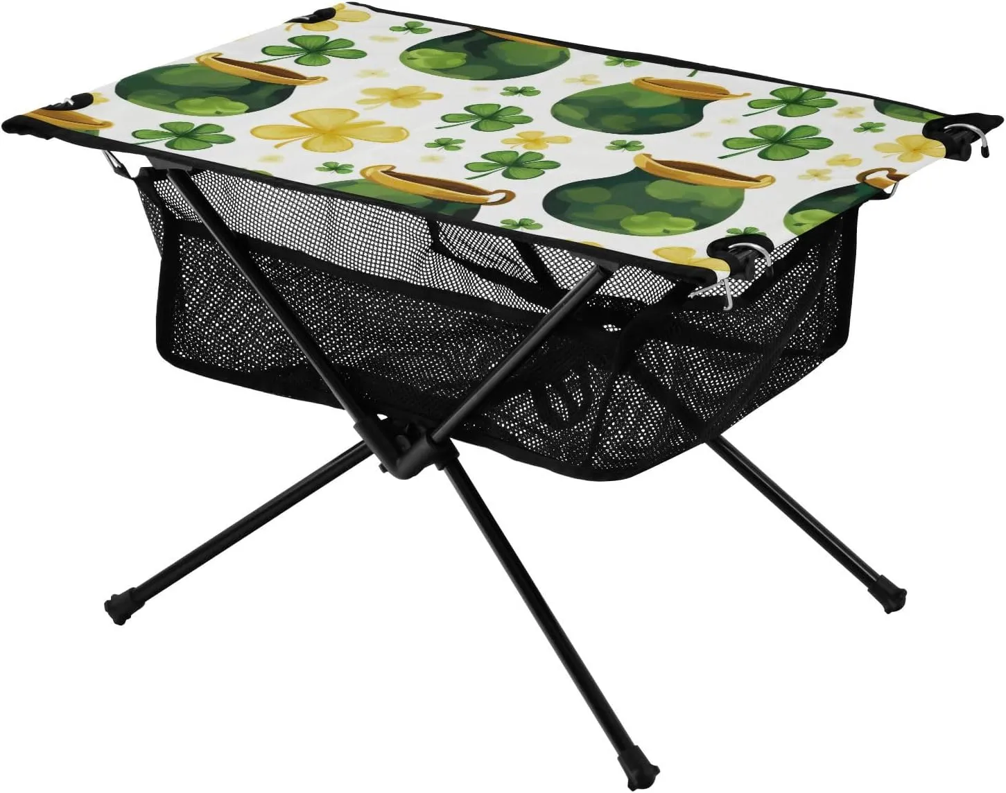 xigua St. Patrick's Lucky Grass Folding Camping Table,Portable Camp Table with Carry Bag Beach Table Folding Table for Picnic, Camp,Party,Travel20