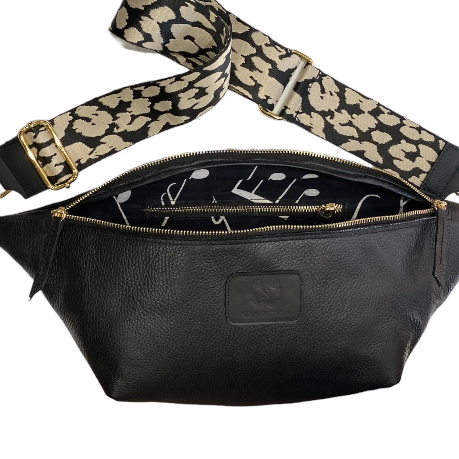 XXL black leather belt bag