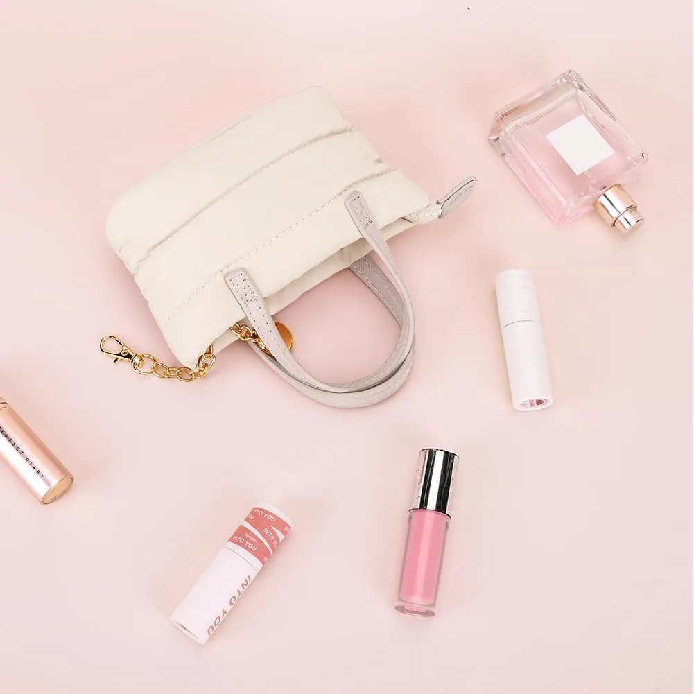 YFGBCX Mini Makeup Bag Puffy Cosmetic Bag Keychain Pouch Bag for Mini Makeup Kit Cute Lipstick Pouch Coin Purse