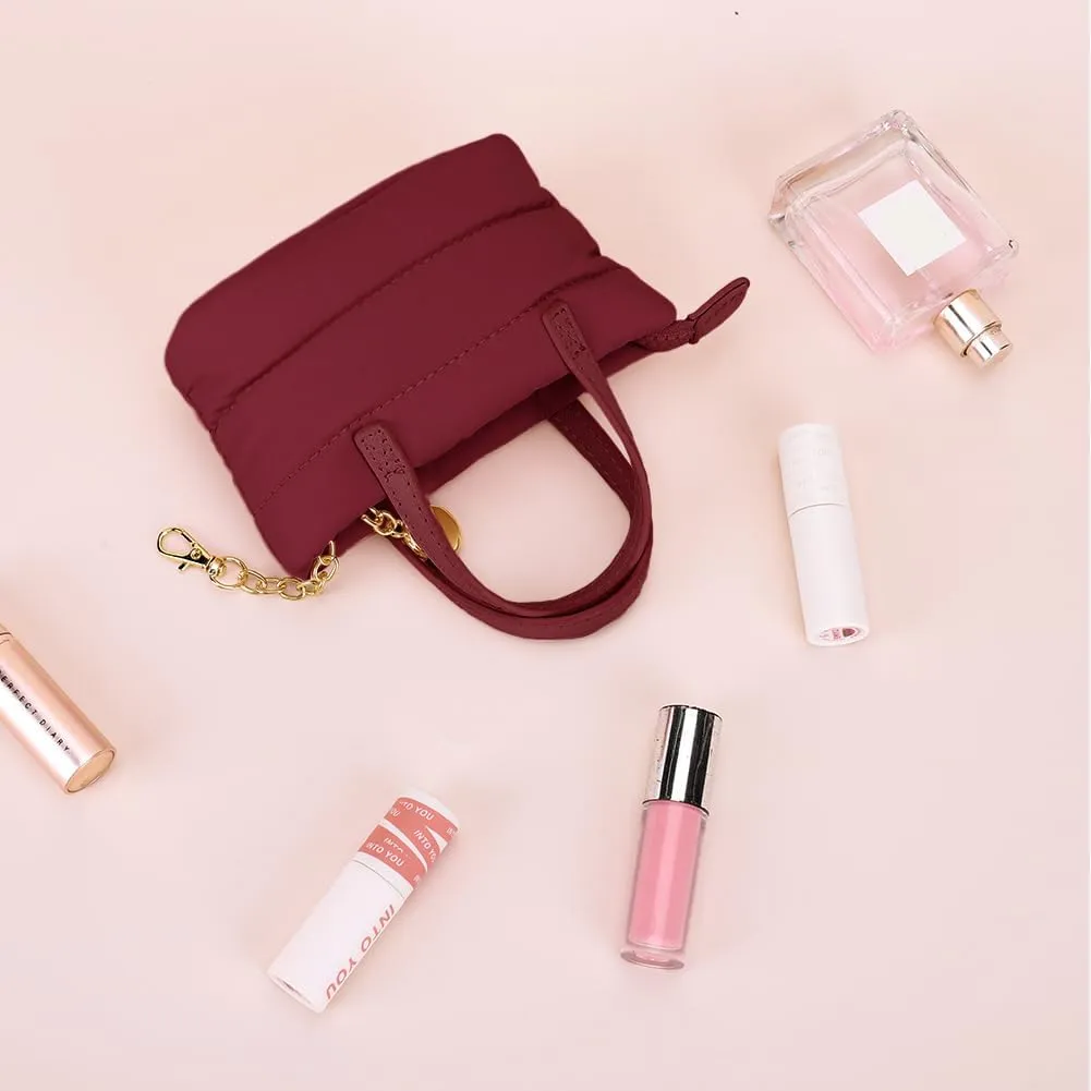 YFGBCX Mini Makeup Bag Puffy Cosmetic Bag Keychain Pouch Bag for Mini Makeup Kit Cute Lipstick Pouch Coin Purse
