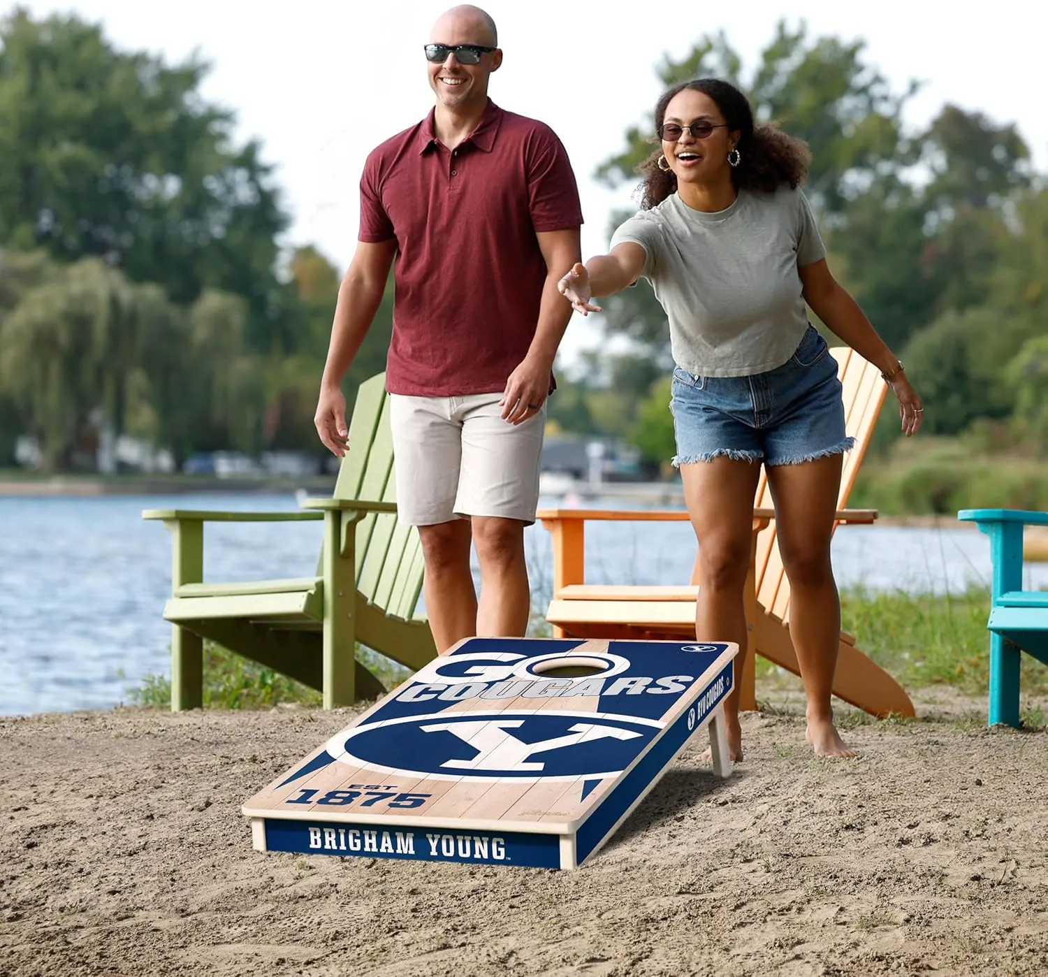 YouTheFan NCAA 2’ x 4’ Professional Wood Cornhole Game with Logo Bags