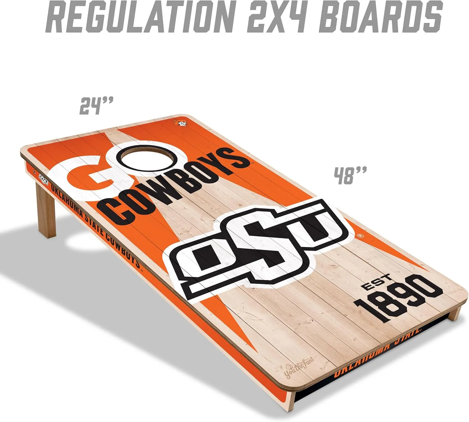 YouTheFan NCAA 2’ x 4’ Professional Wood Cornhole Game with Logo Bags
