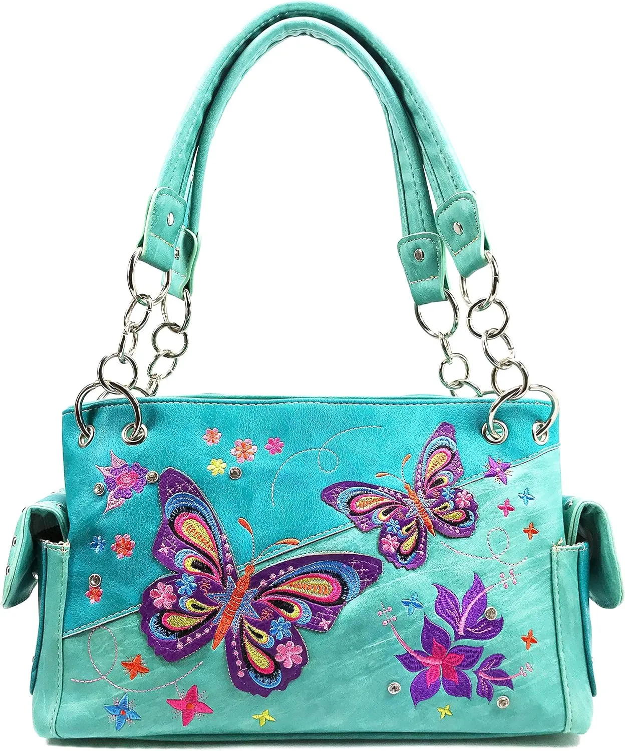 Zelris Butterfly Flower Season Embroidery Women Conceal Carry Handbag Wallet Set