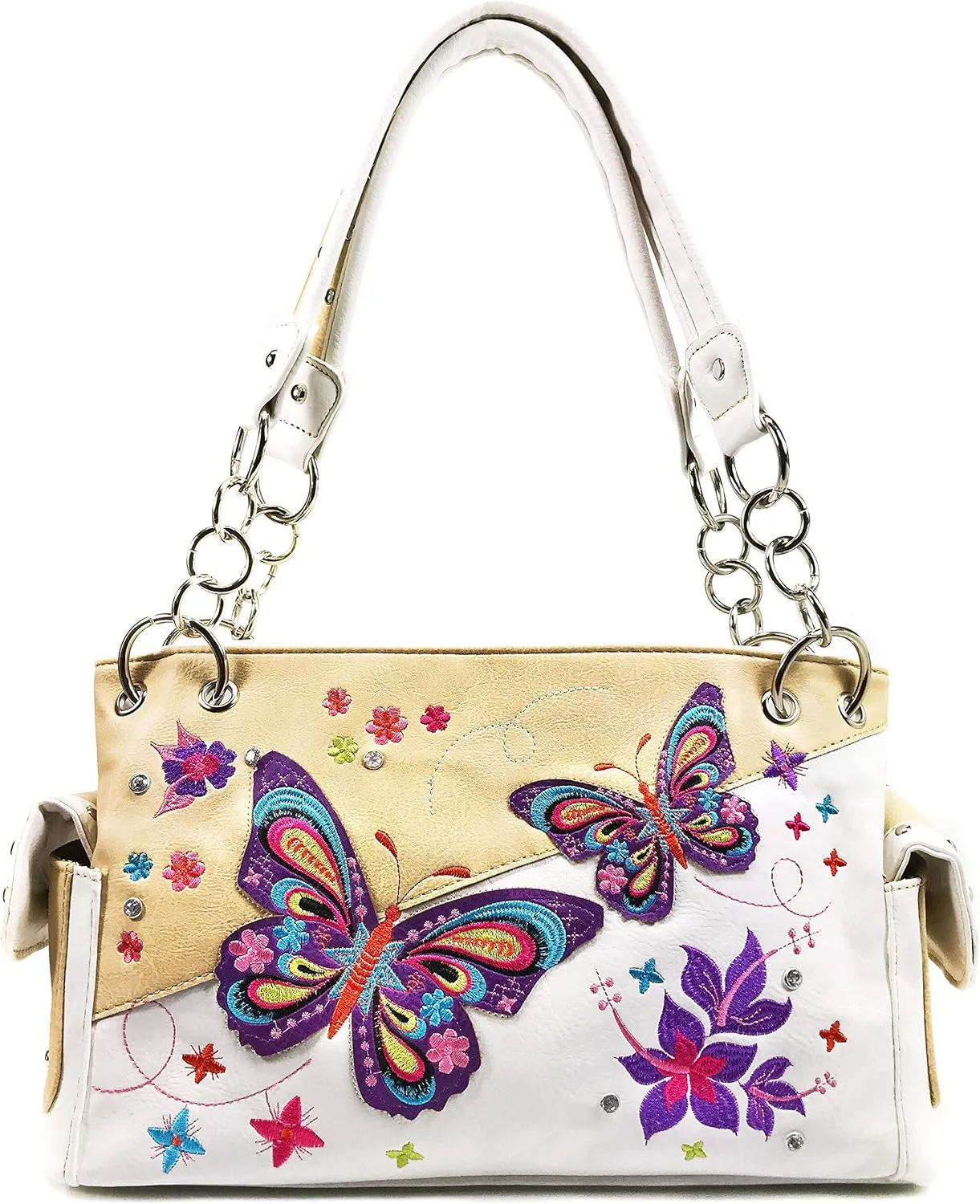 Zelris Butterfly Flower Season Embroidery Women Conceal Carry Handbag Wallet Set
