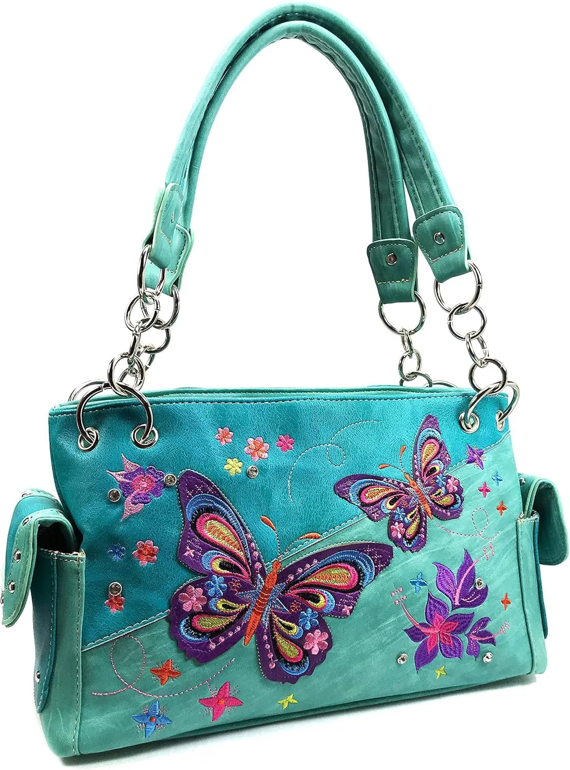 Zelris Butterfly Flower Season Embroidery Women Conceal Carry Handbag Wallet Set