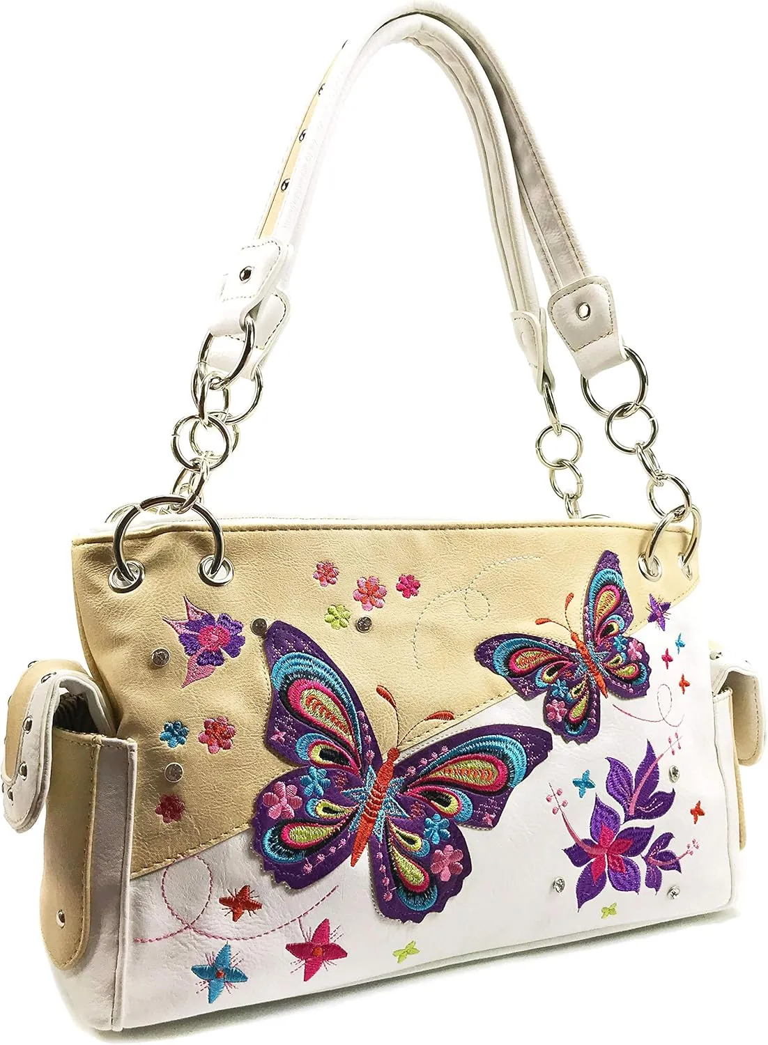 Zelris Butterfly Flower Season Embroidery Women Conceal Carry Handbag Wallet Set