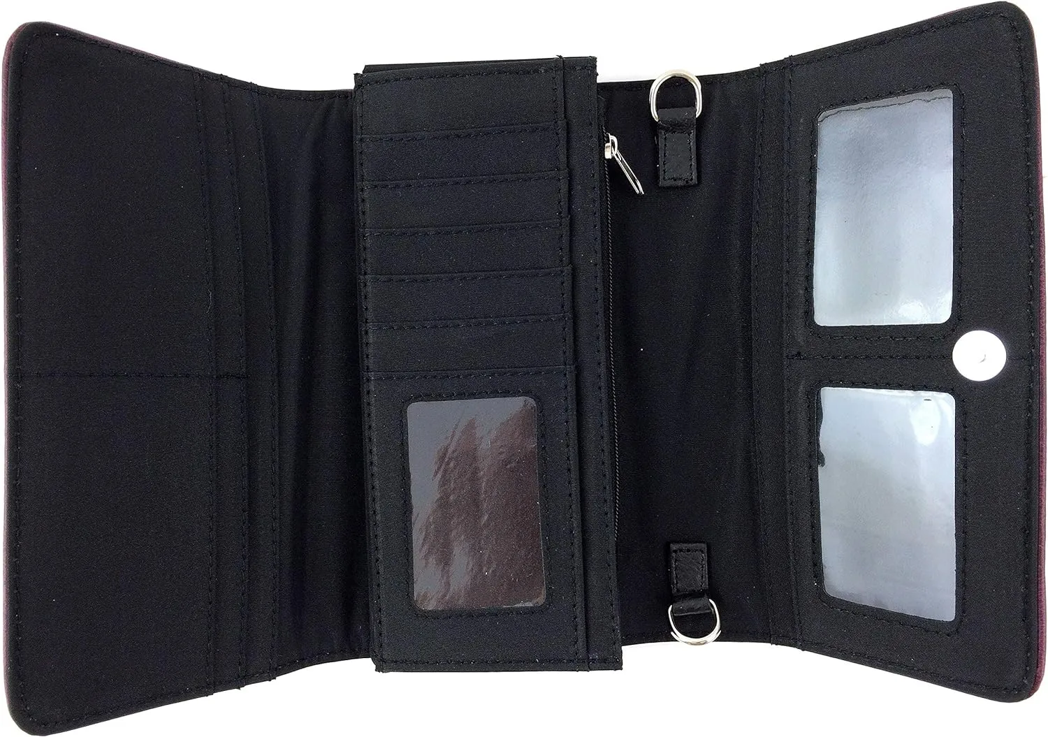 Zelris Camouflage Shine Glow Cross Wings Women Crossbody Trifold Wallet