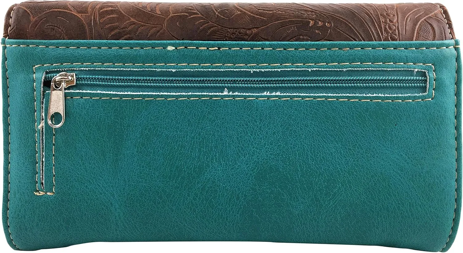 Zelris Turquoise Rhinestone Cross Western Women Crossbody Wrist Trifold Wallet