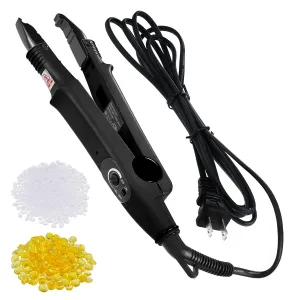 Zhehao Fusion Hair Extensions Tool Us Plug Professional Hair Extensions Tools U Tip Professional Fusion Heat Iron Connector Wand with 2 Bags Keratin Glue Granule Beads