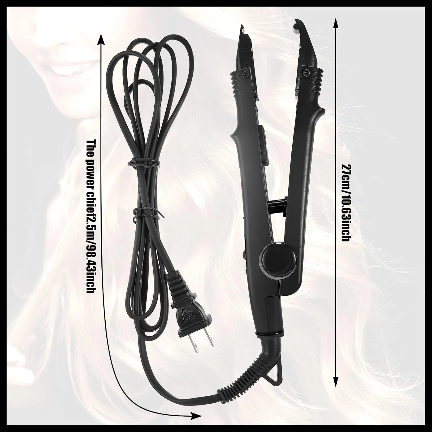 Zhehao Fusion Hair Extensions Tool Us Plug Professional Hair Extensions Tools U Tip Professional Fusion Heat Iron Connector Wand with 2 Bags Keratin Glue Granule Beads