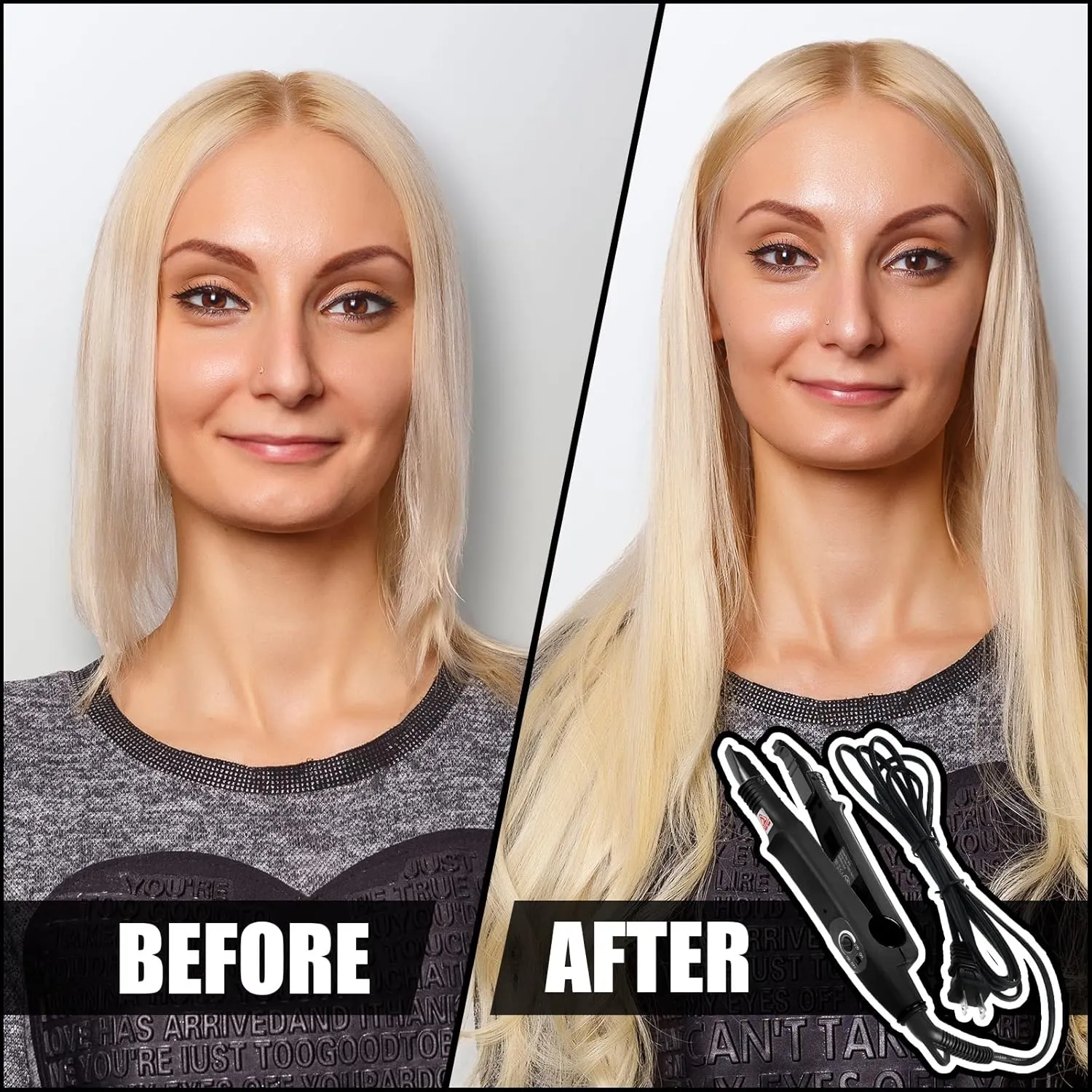 Zhehao Fusion Hair Extensions Tool Us Plug Professional Hair Extensions Tools U Tip Professional Fusion Heat Iron Connector Wand with 2 Bags Keratin Glue Granule Beads