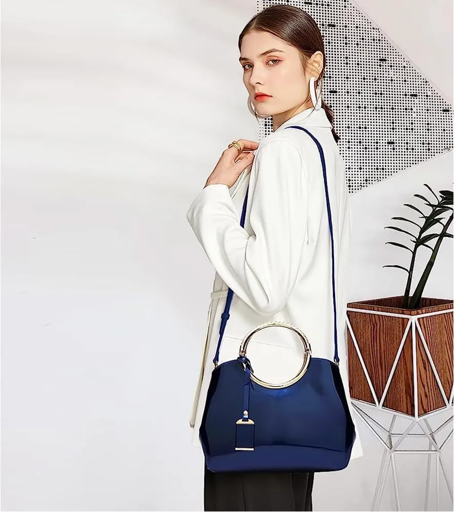 ZiMing Women Tote Bag Patent Leather Totes Top Handle Purse Satchel Shoulder Bag Ladies Gorgeous Evening Bags