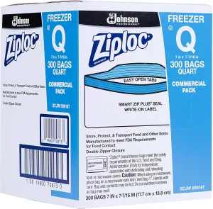 Ziploc Professional Freezer Bags, Quart, 300 Count