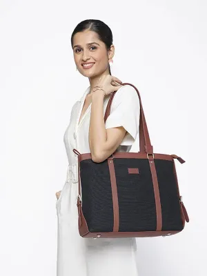 ZOUK Black Solid Vegan Leather Sustainable Laptop Bag