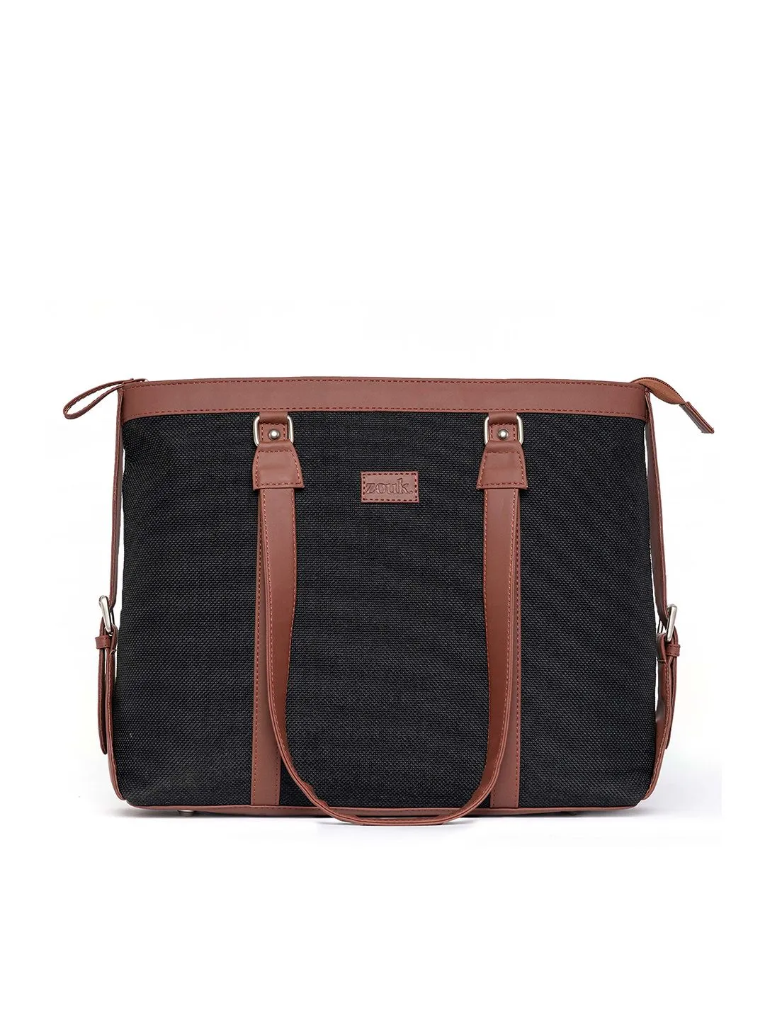 ZOUK Black Solid Vegan Leather Sustainable Laptop Bag