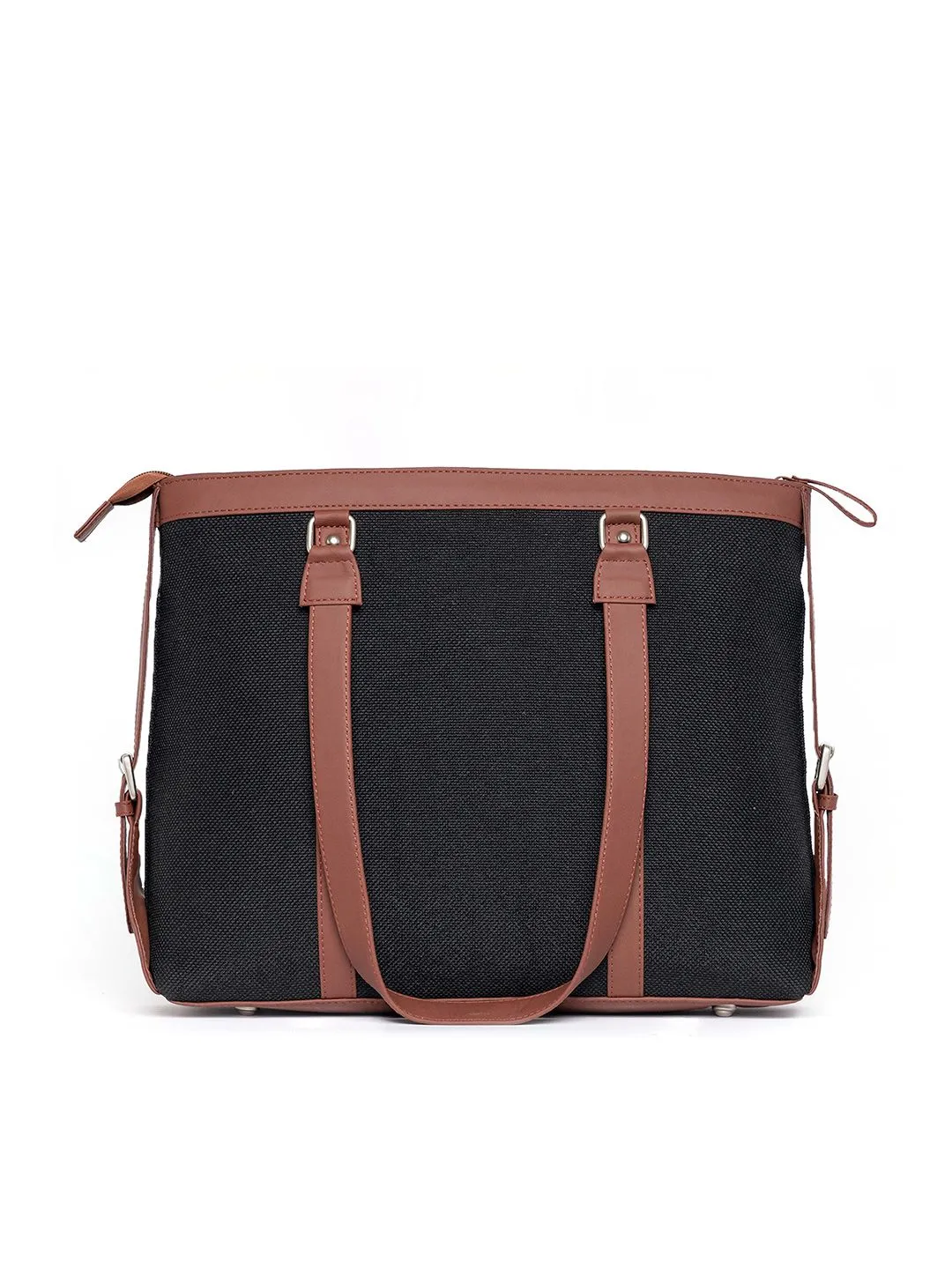 ZOUK Black Solid Vegan Leather Sustainable Laptop Bag