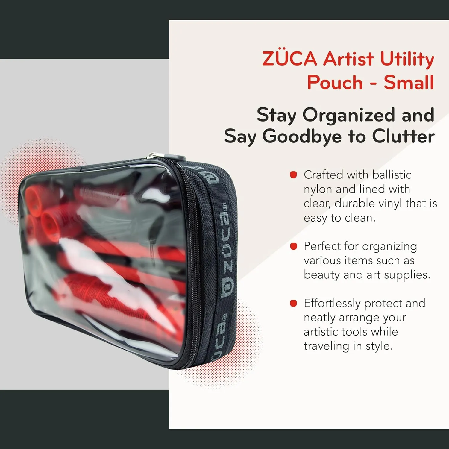 ZUCA Pro & Sport Bag Accessory: Extra-Large Utility MakeUp Pouch - Durable, Spacious Cosmetic Storage Solution For Travel & Professional Use